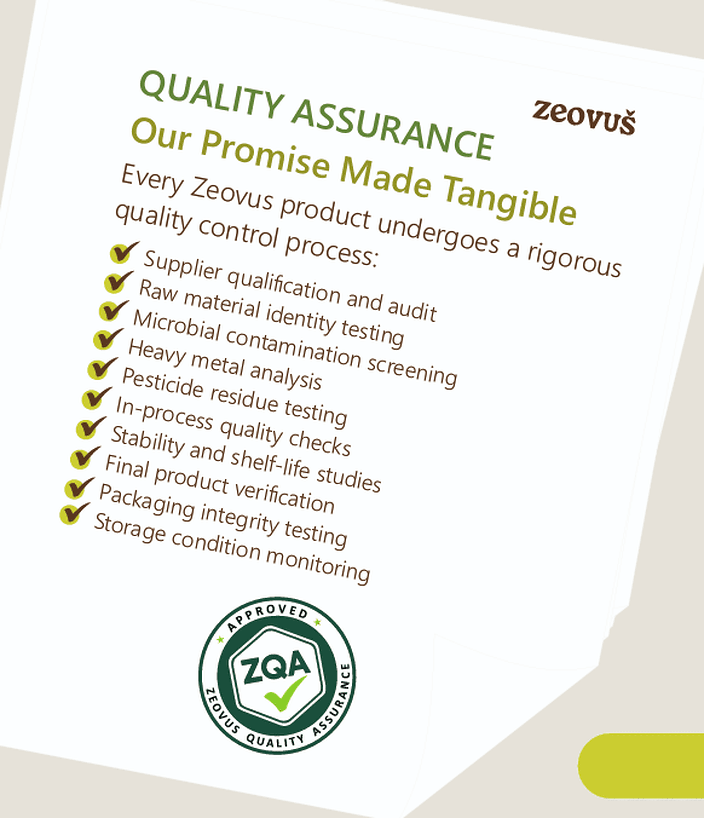 Zeovus Quality Assurance